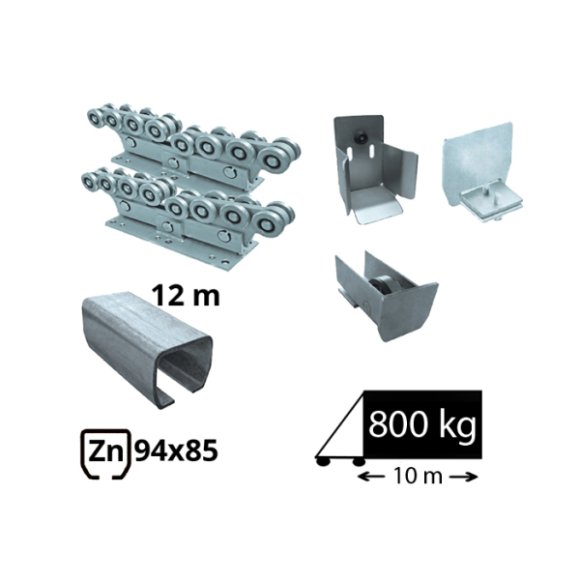 Kit sistem autoportant cu sina zincata pentru deschidere de 10 metri, SAP-94x85-Zn-H