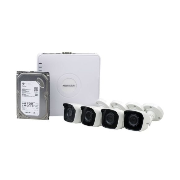 Kit supraveghere video All in One cu 4 camere IP Full HD, HIKVISION, NK42N0H-1T(sg)