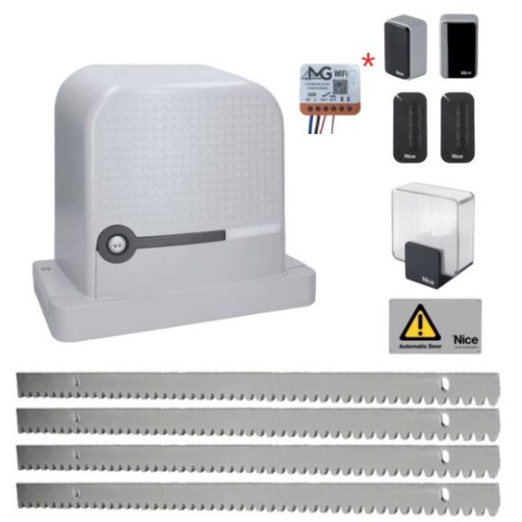 Kit automatizare poarta culisanta Nice Robus 600, pana la 600 kg, 4 metri cremaliera zincata, RBS600BDKCE PROMO