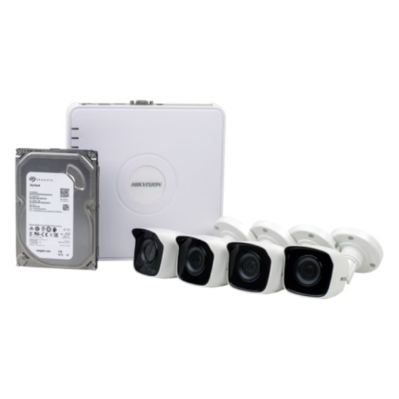 Kit supraveghere video All in One cu 4 camere IP Full HD, HIKVISION
